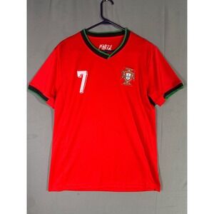 Portugal Soccer Jersey Ronaldo 7 Red Green Men's Size Medium